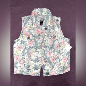 NWT! Gap Girls Floral Denim Vest Size Small 6 7 Gap Kids Jean Jacket Vest